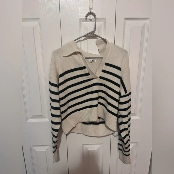 Reformation Francesco Polo Sweater Long Sleeve Stripes Cotton Extra Small - Picture 2 of 5